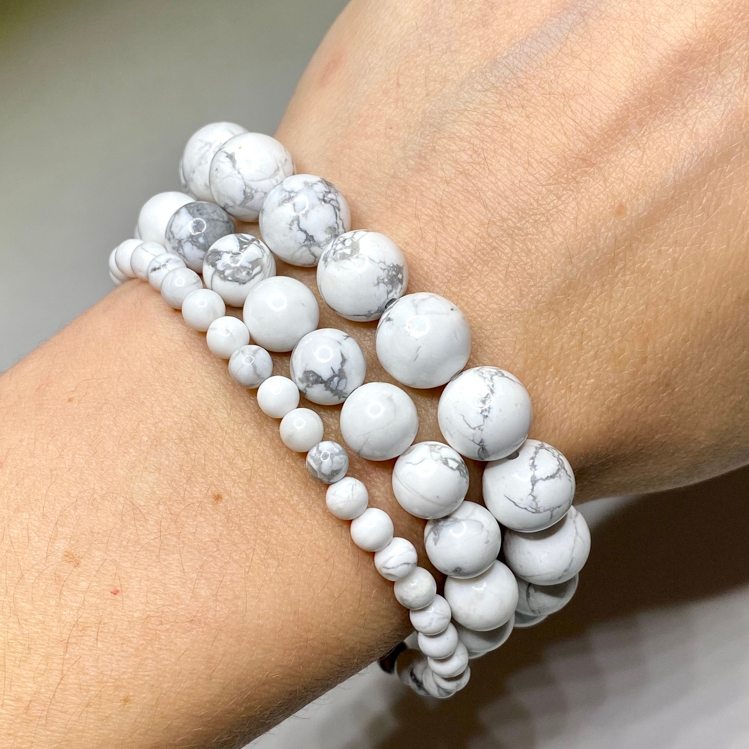 Howlite Crystal Bracelet, Handmade Gemstone Beaded Bracelet