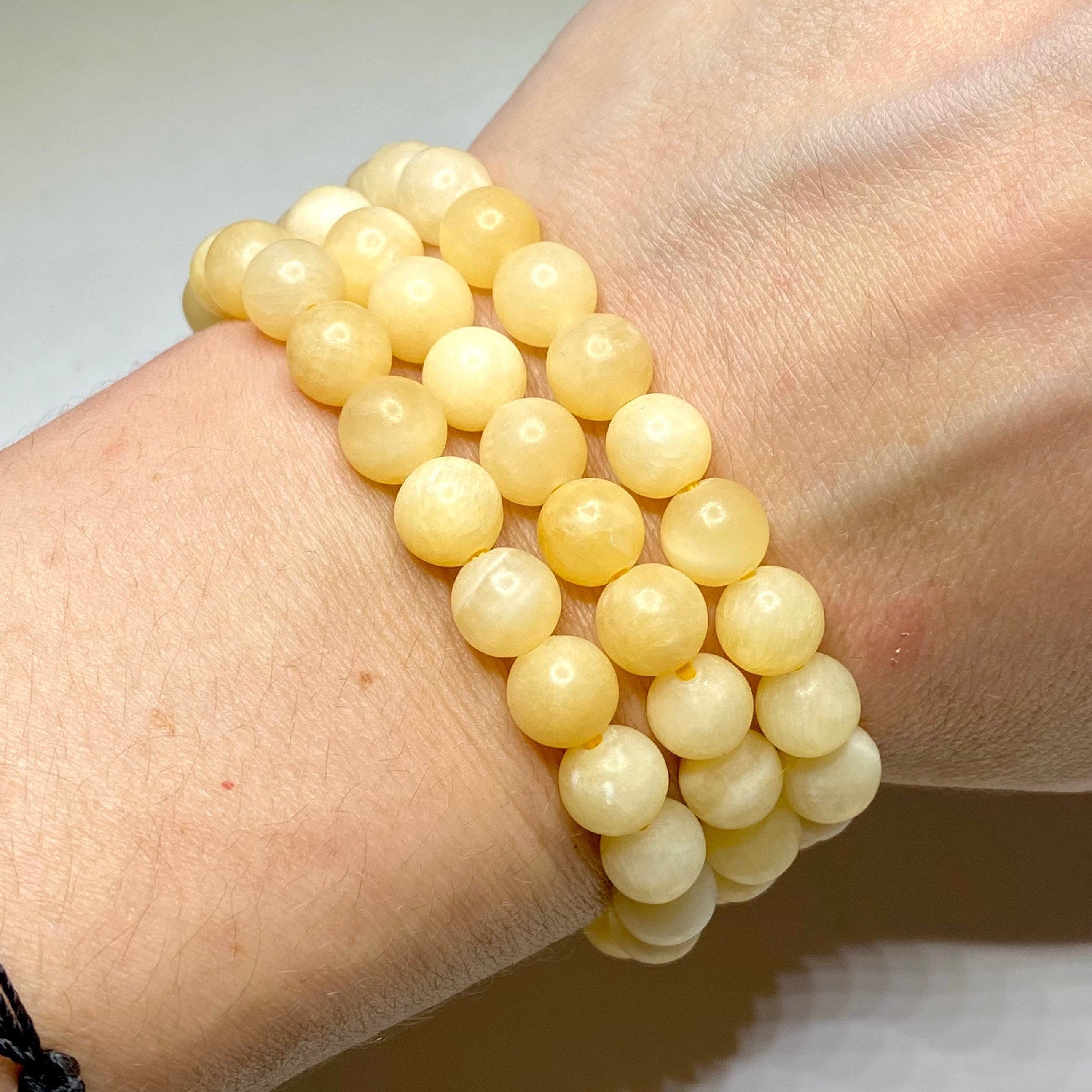 Orange Calcite Crystal Bracelet: Handmade Gemstone Beaded Bracelet