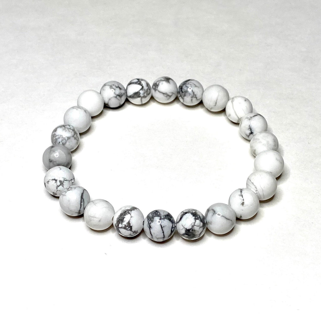 Howlite Crystal Bracelet, Handmade Gemstone Beaded Bracelet
