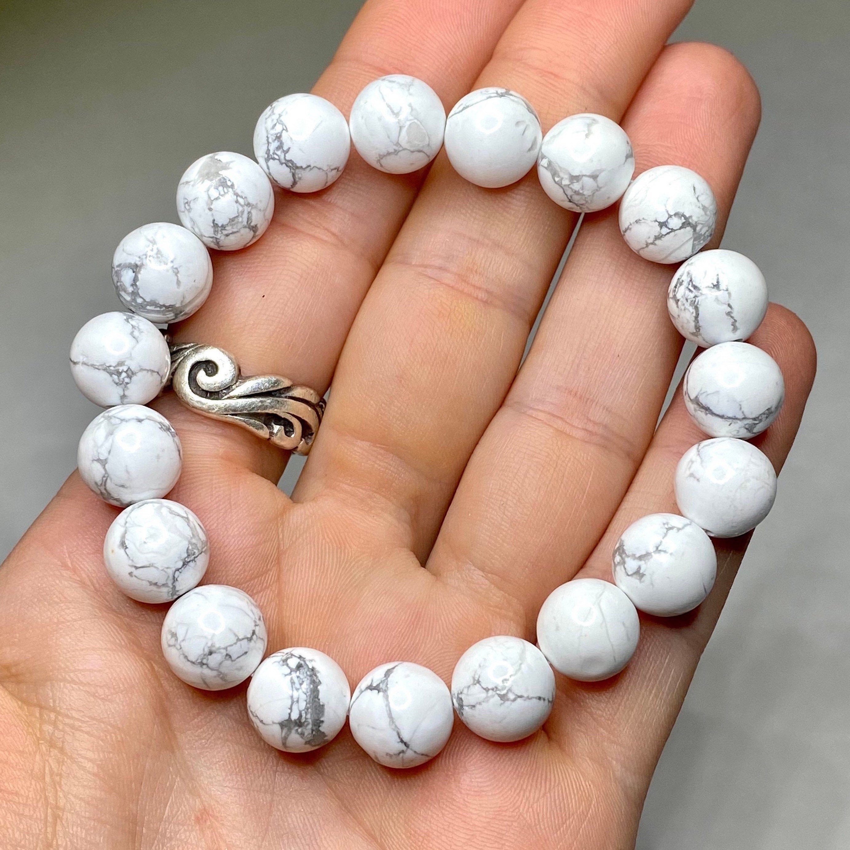 Howlite Crystal Bracelet, Handmade Gemstone Beaded Bracelet