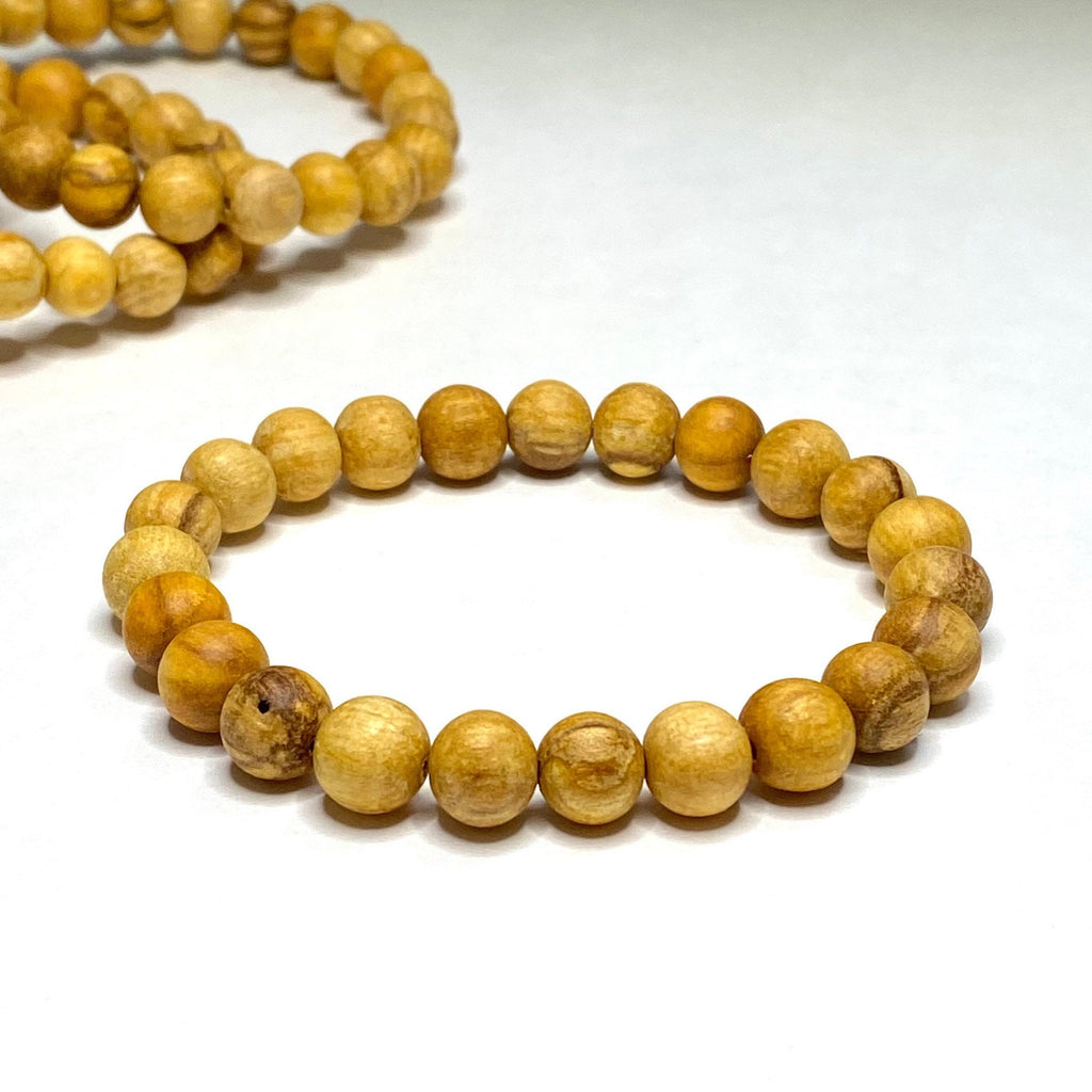Palo Santo Beaded Bracelet, Handmade Wood Bead Bracelet