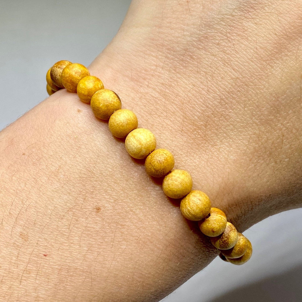 Palo Santo Beaded Bracelet, Handmade Wood Bead Bracelet