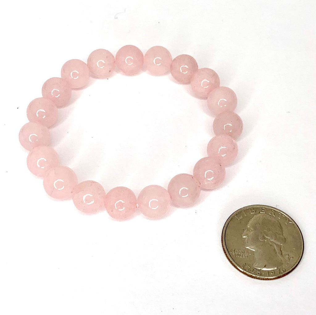 Rose Quartz Crystal Bracelet: 8mm Gemstone Beaded Stretch Bracelet
