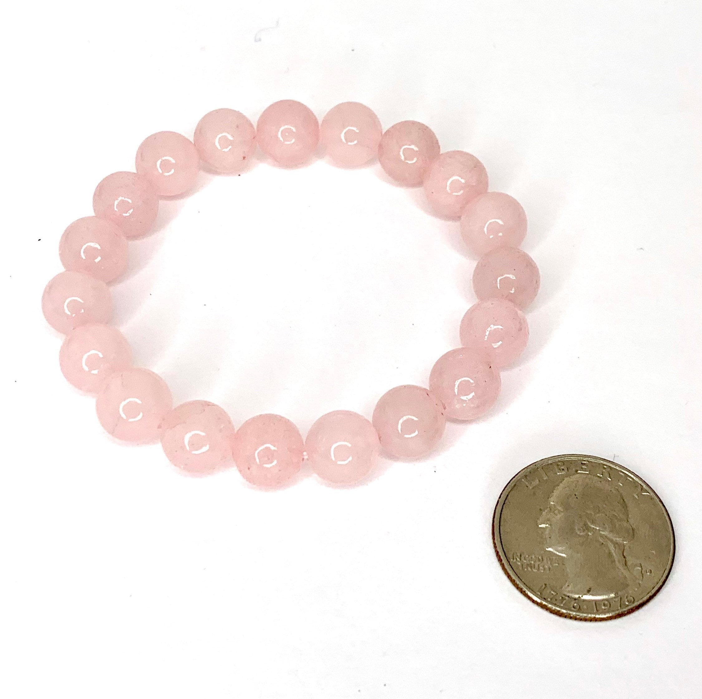 Rose Quartz Crystal Bracelet: 8mm Gemstone Beaded Stretch Bracelet