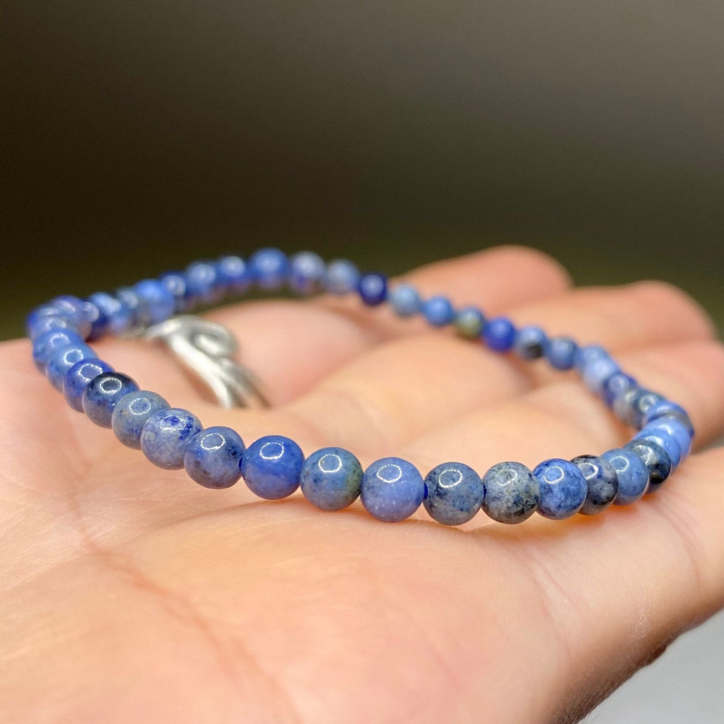Dumortierite Crystal Bracelet: 4mm Gemstone Beaded Stretch Bracelet