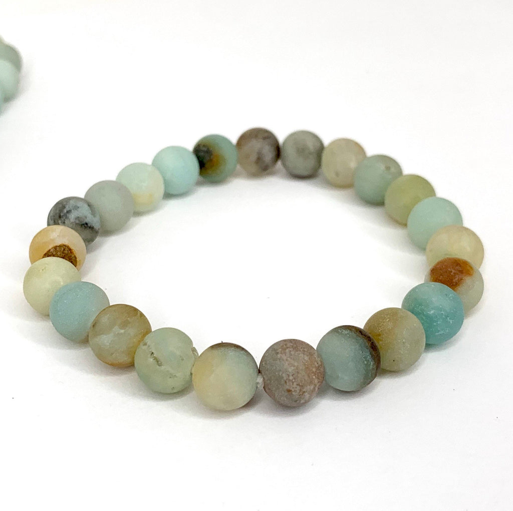 Matte Amazonite Crystal Bracelet: Round Gemstone Beads