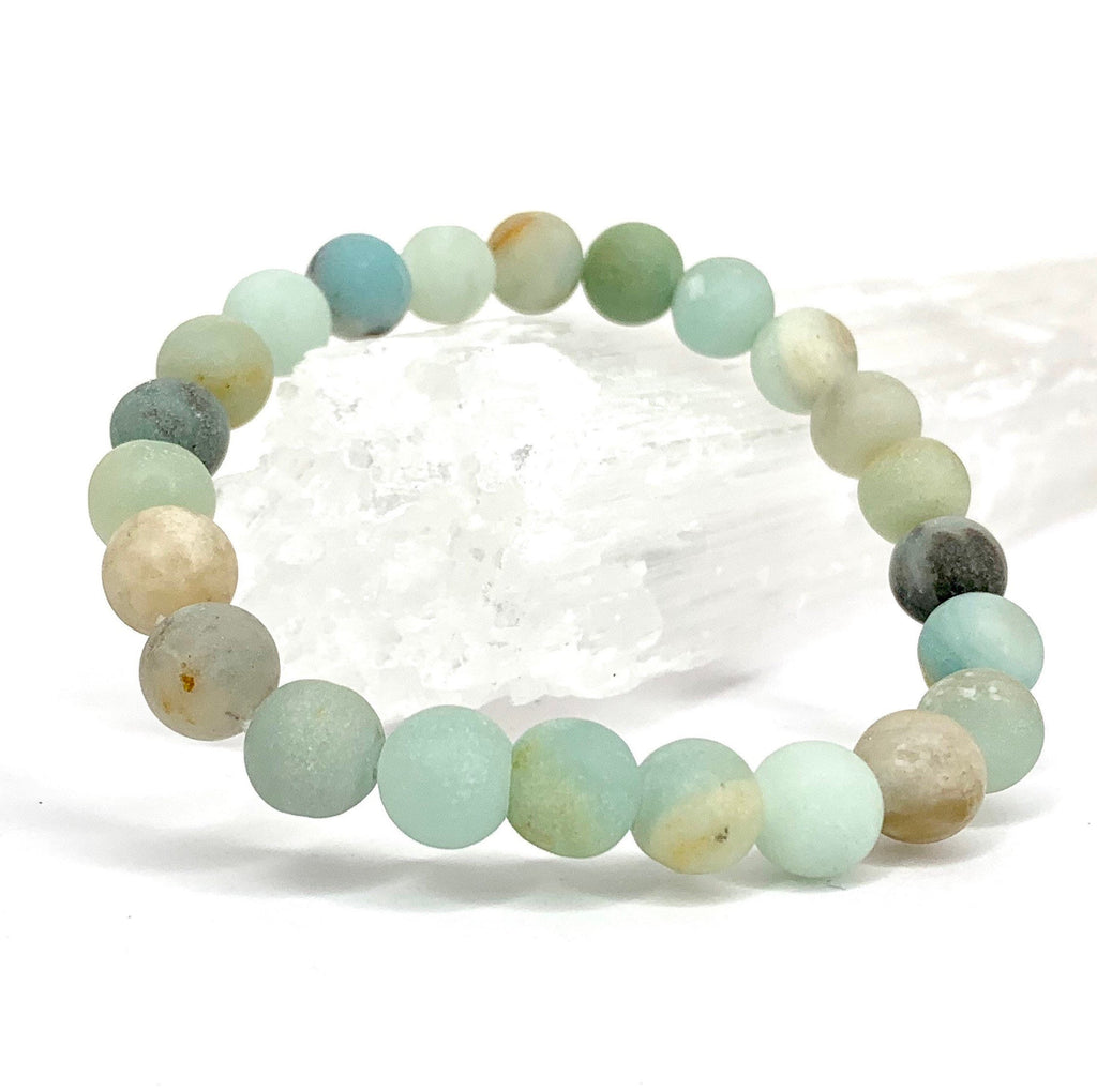 Matte Amazonite Crystal Bracelet: Round Gemstone Beads