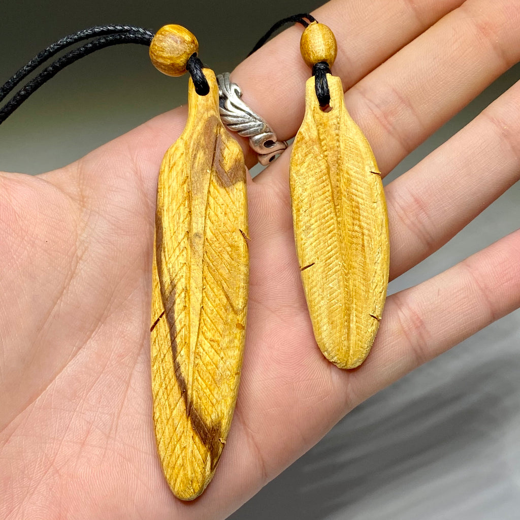 Palo Santo Feather Cord Necklace