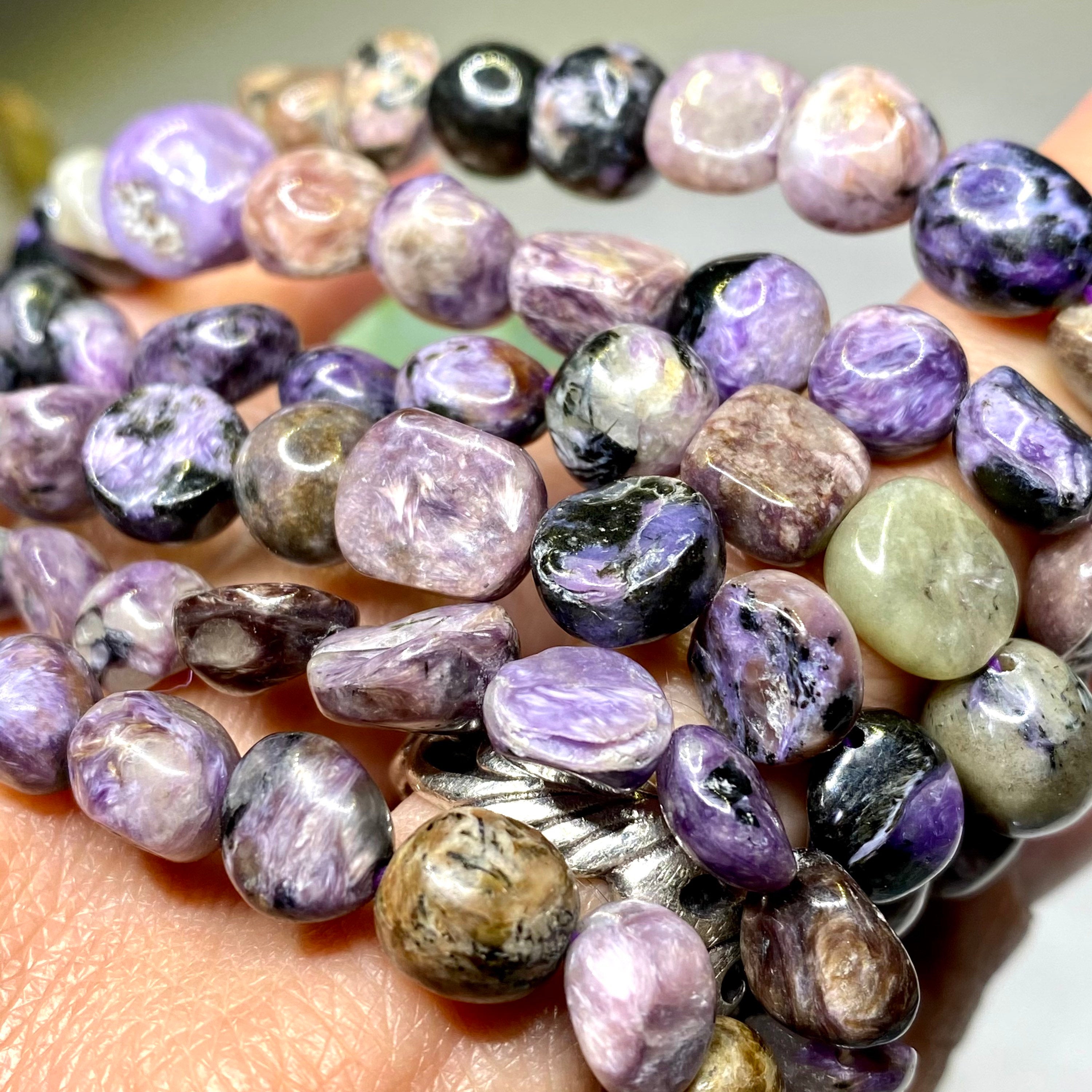 Charoite Crystal Bracelet, 6mm Gemstone Beaded Bracelet
