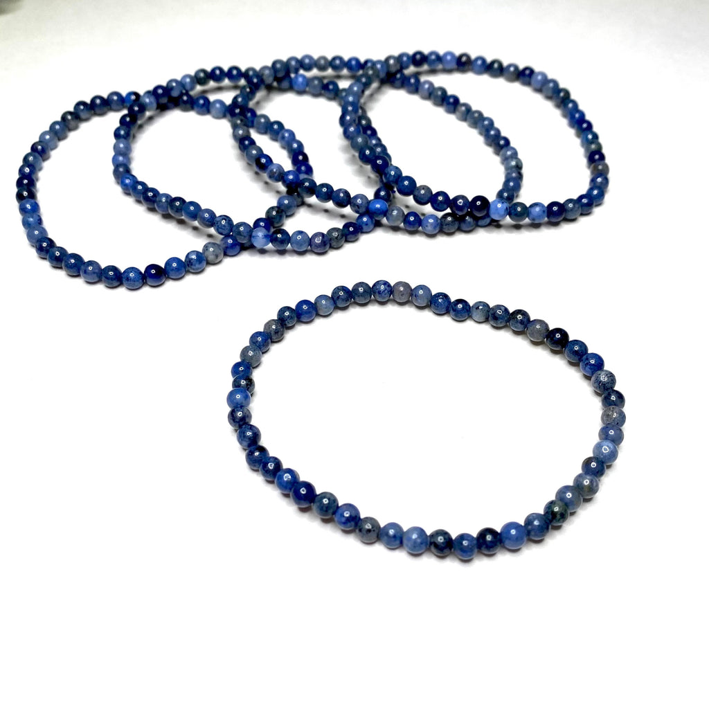 Dumortierite Crystal Bracelet: 4mm Gemstone Beaded Stretch Bracelet