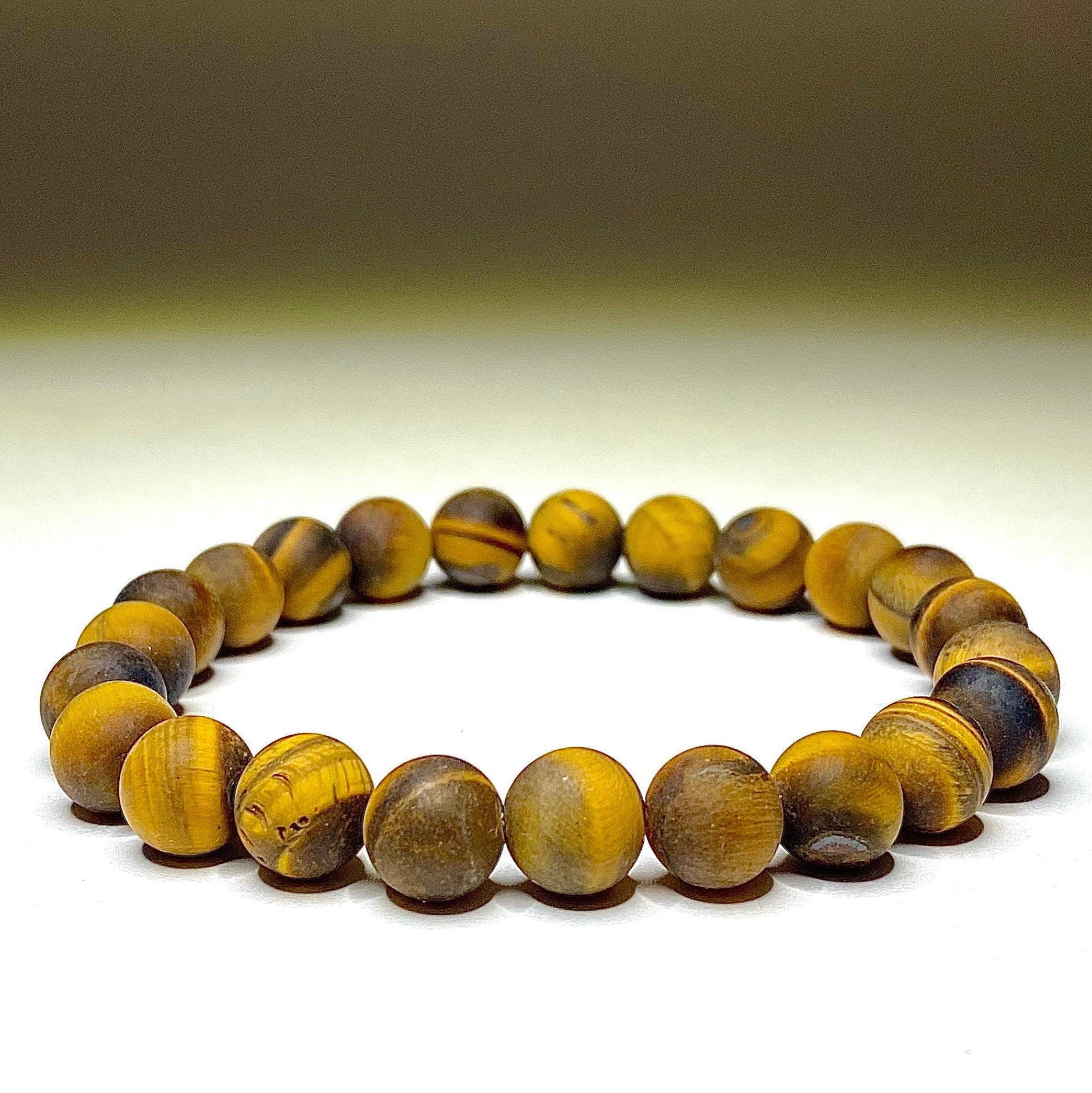Matte Tiger Eye Crystal Bracelet: Gemstone Beaded Bracelet