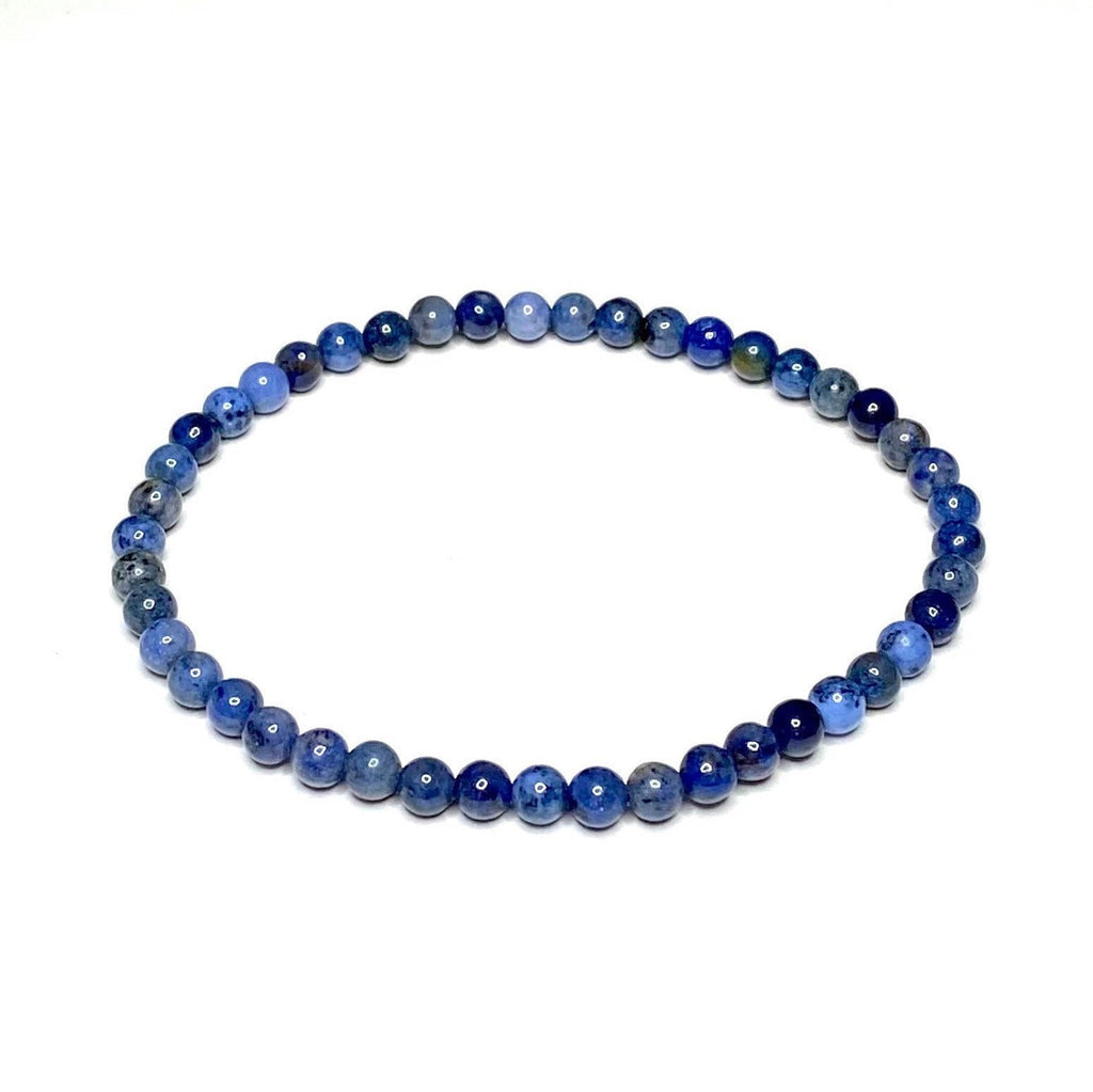 Dumortierite Crystal Bracelet: 4mm Gemstone Beaded Stretch Bracelet