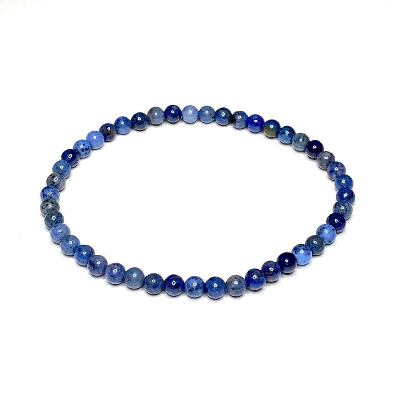 Dumortierite Crystal Bracelet: 4mm Gemstone Beaded Stretch Bracelet