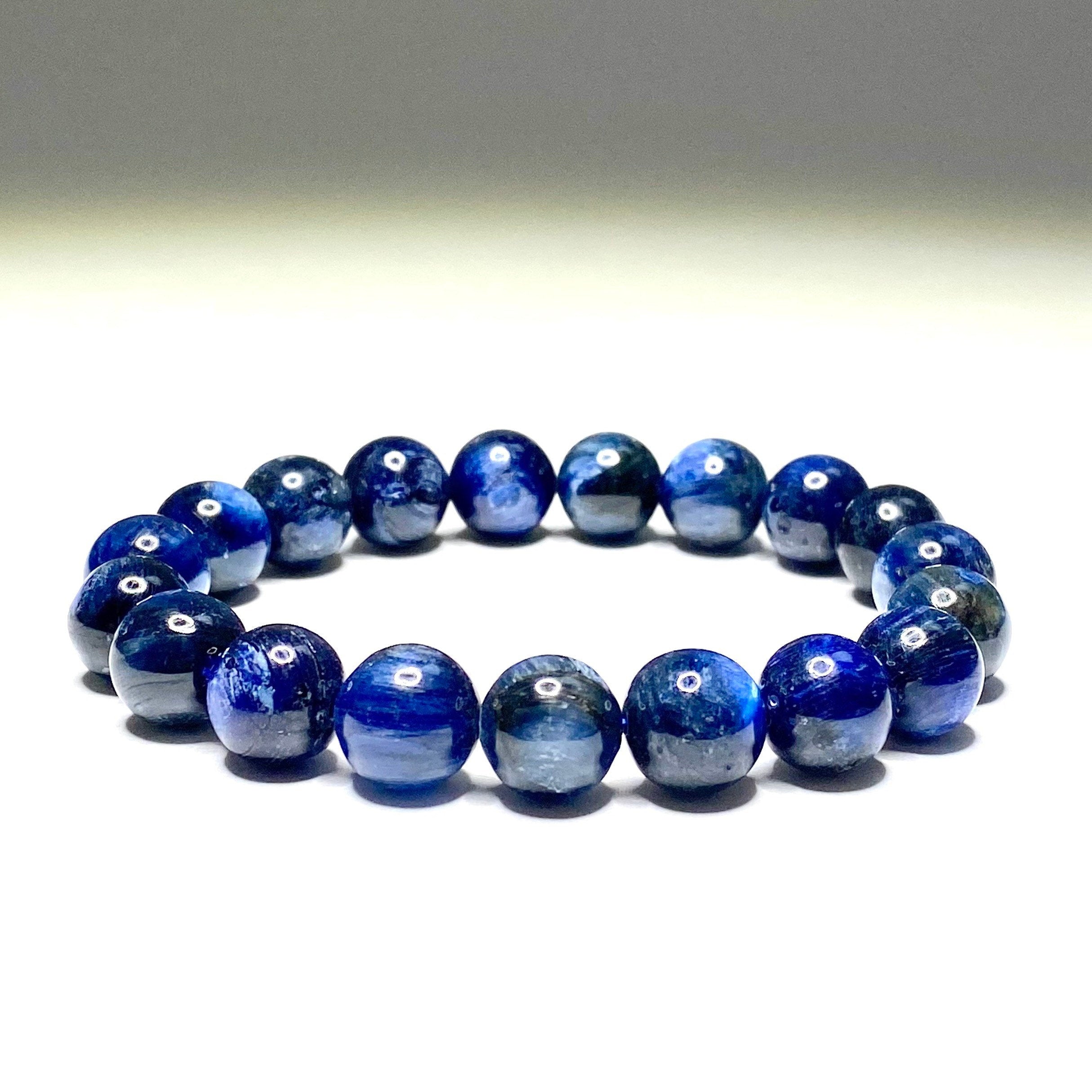 Blue Kyanite Crystal Bracelet - 10mm Natural Gemstone Jewelry