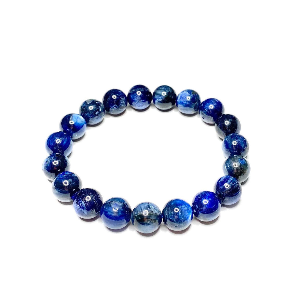 Blue Kyanite Crystal Bracelet - 10mm Natural Gemstone Jewelry