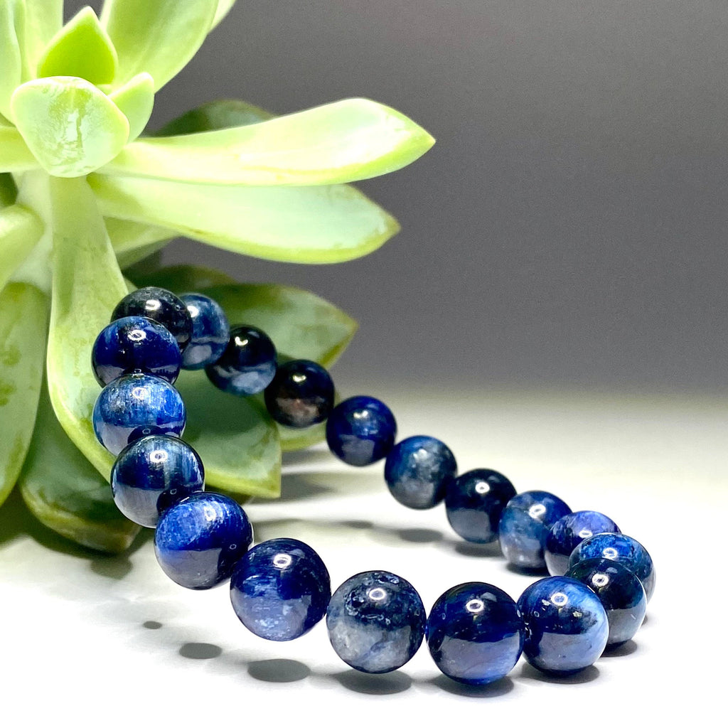Blue Kyanite Crystal Bracelet - 10mm Natural Gemstone Jewelry