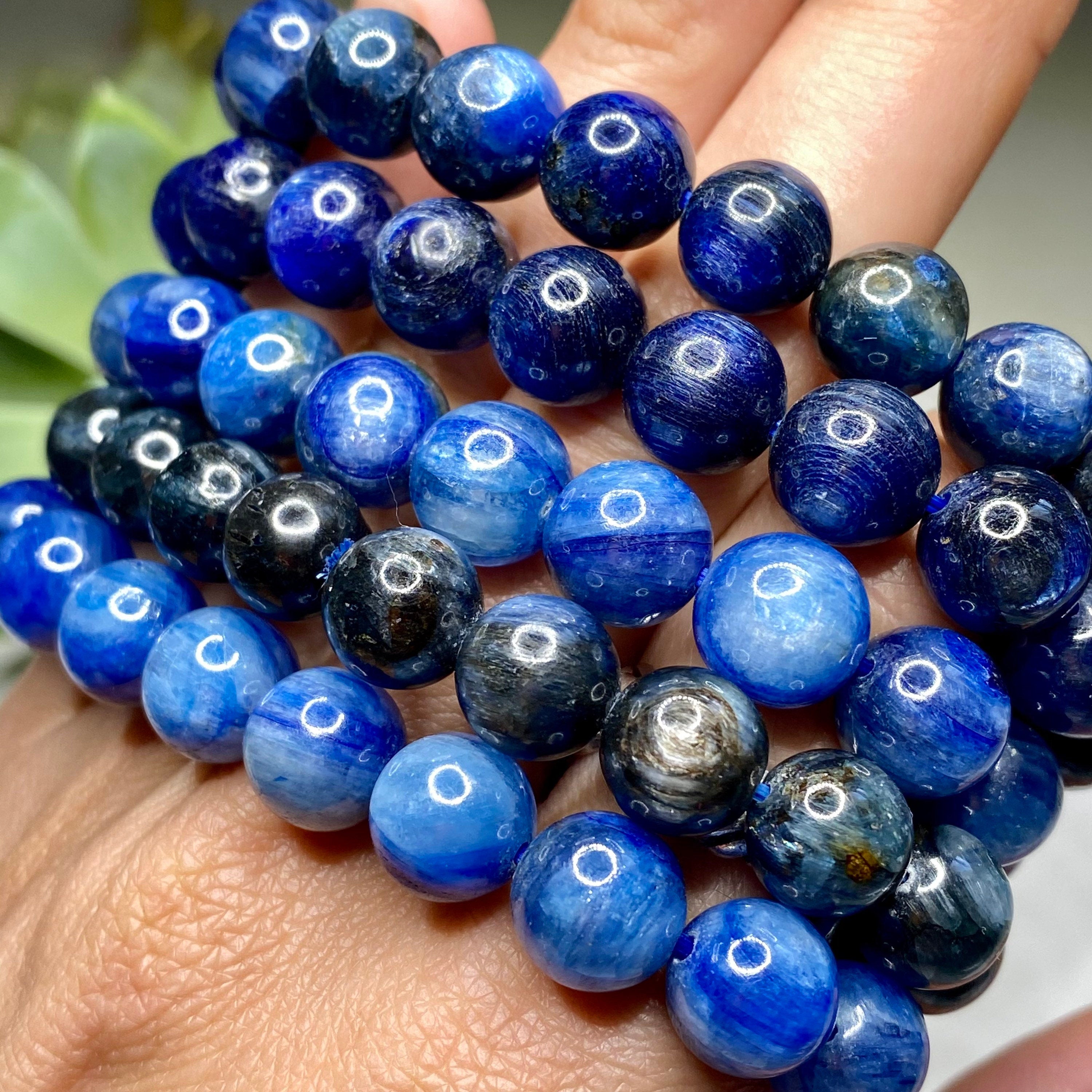 Blue Kyanite Crystal Bracelet - 10mm Natural Gemstone Jewelry