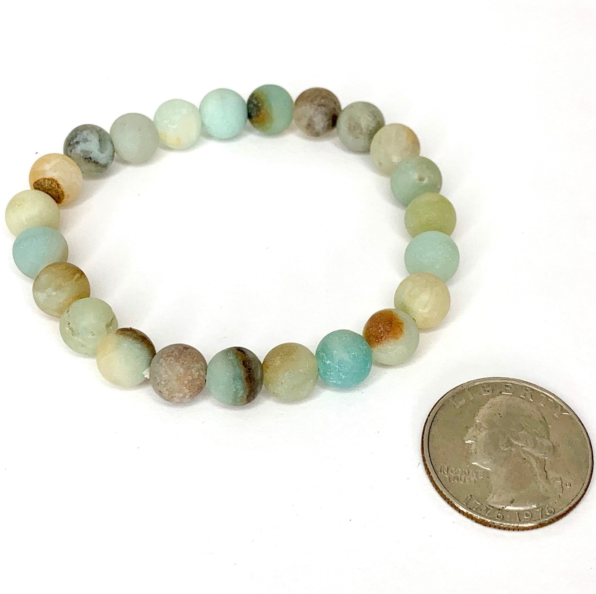Matte Amazonite Crystal Bracelet: Round Gemstone Beads