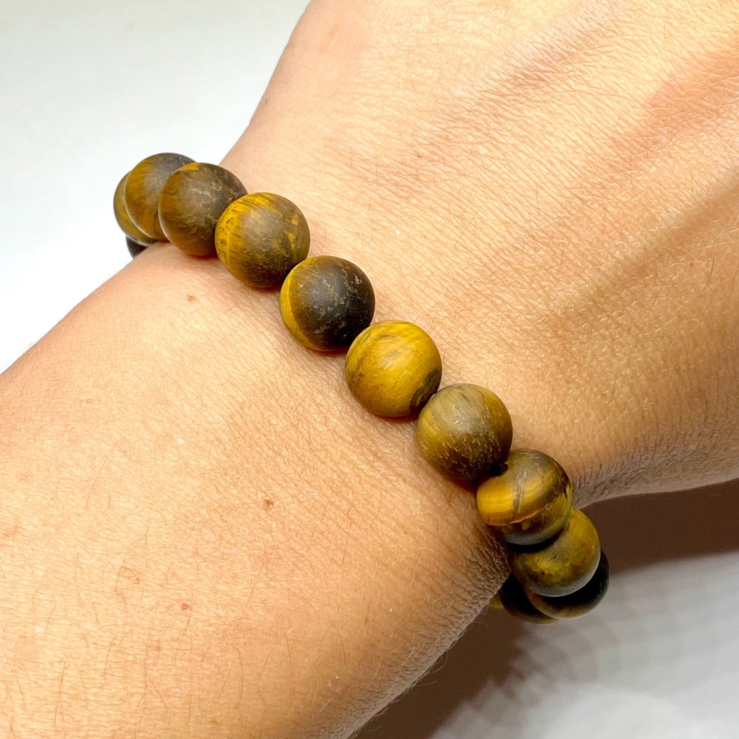 Matte Tiger Eye Crystal Bracelet: Gemstone Beaded Bracelet