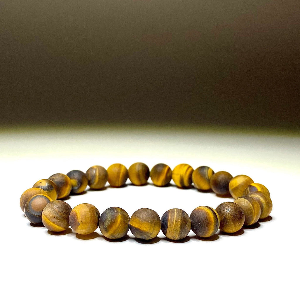 Matte Tiger Eye Crystal Bracelet: Gemstone Beaded Bracelet