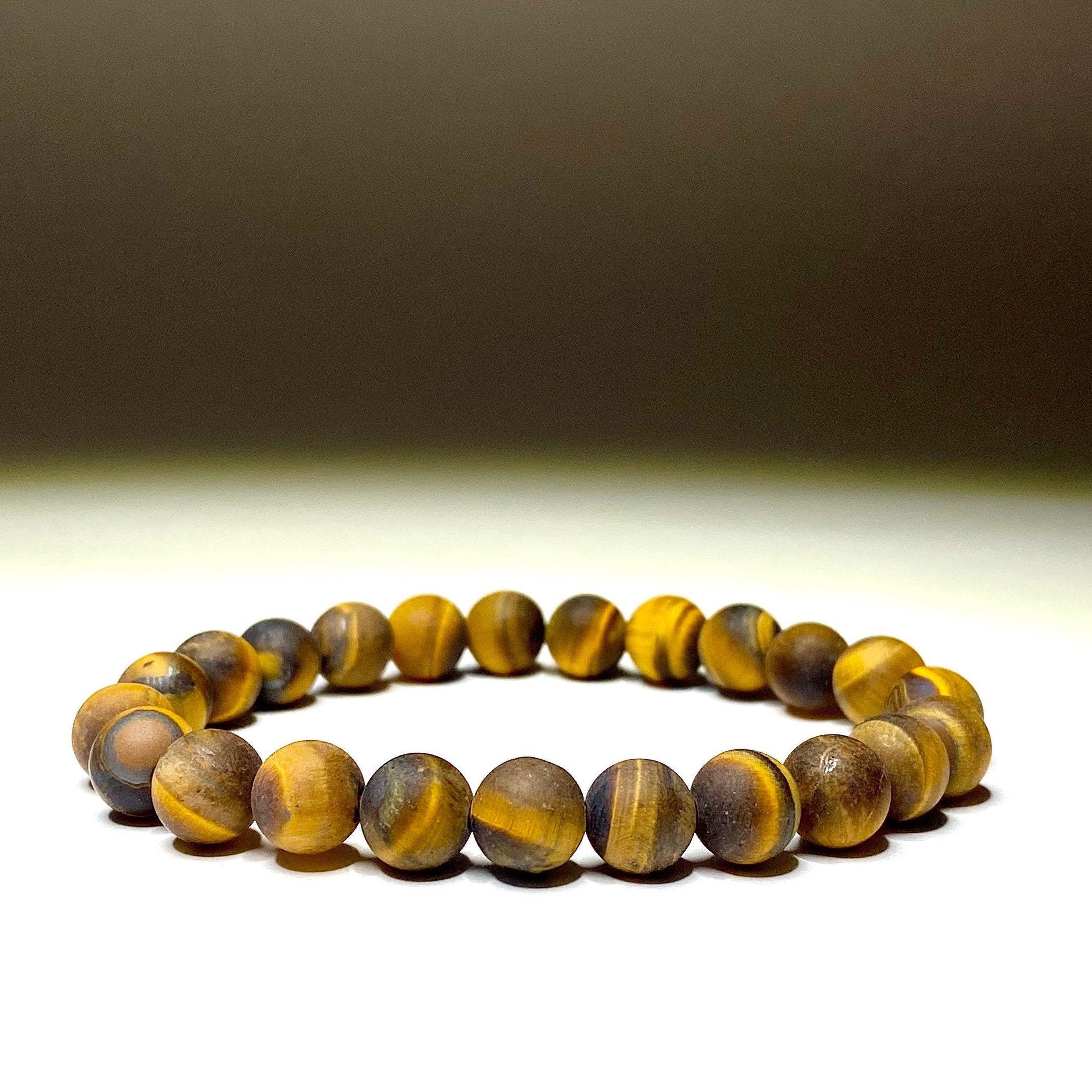 Matte Tiger Eye Crystal Bracelet: Gemstone Beaded Bracelet
