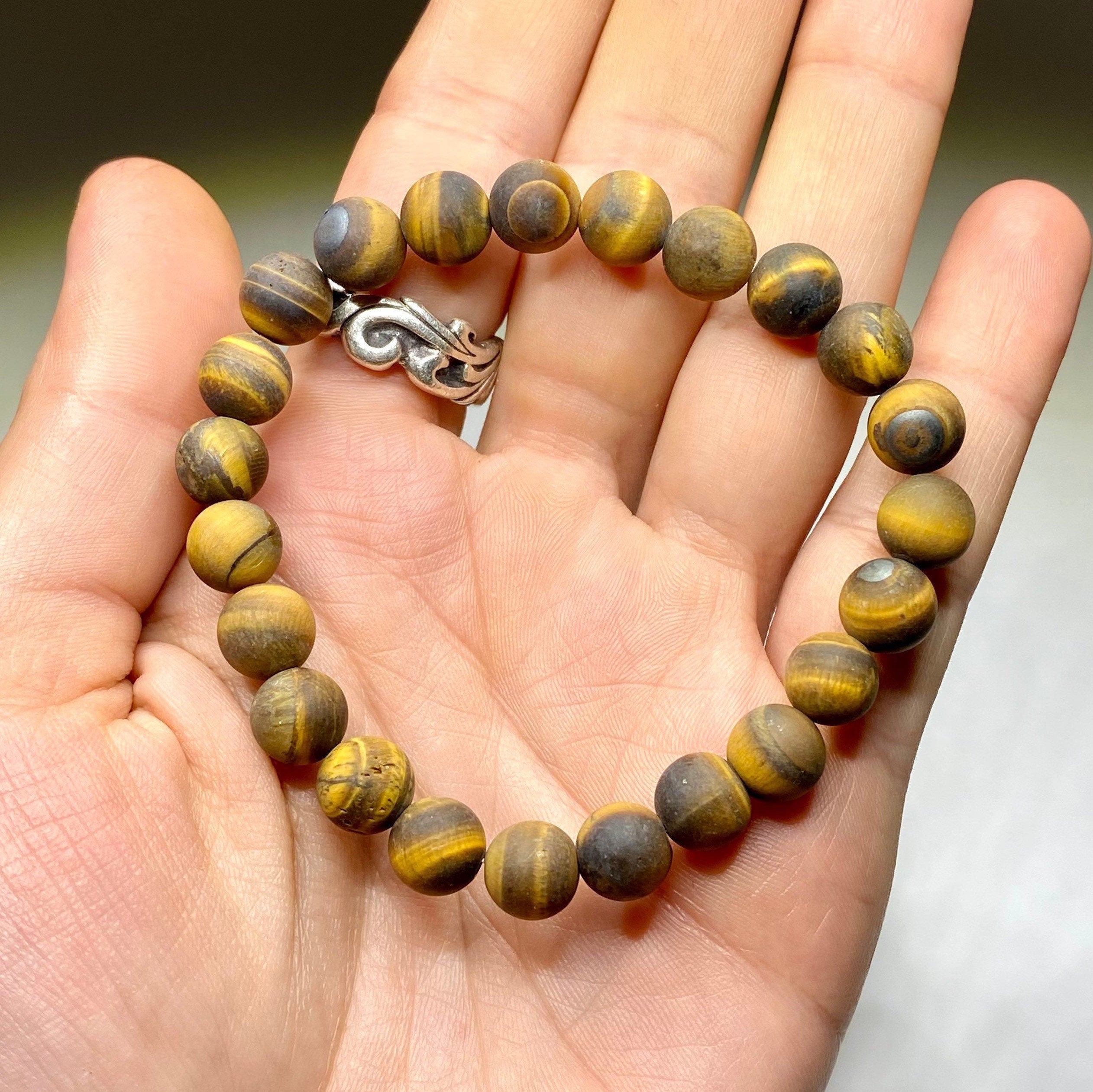 Matte Tiger Eye Crystal Bracelet: Gemstone Beaded Bracelet
