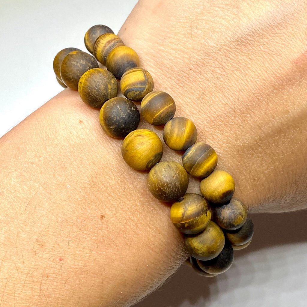 Matte Tiger Eye Crystal Bracelet: Gemstone Beaded Bracelet