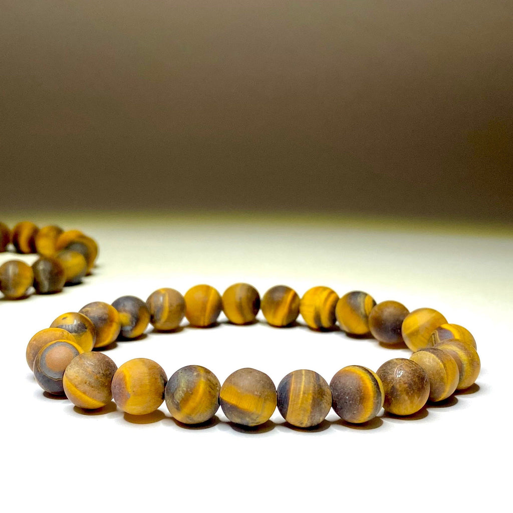 Matte Tiger Eye Crystal Bracelet: Gemstone Beaded Bracelet