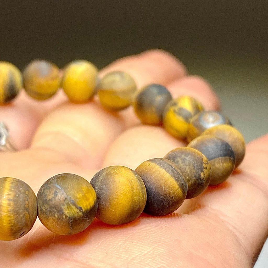 Matte Tiger Eye Crystal Bracelet: Gemstone Beaded Bracelet
