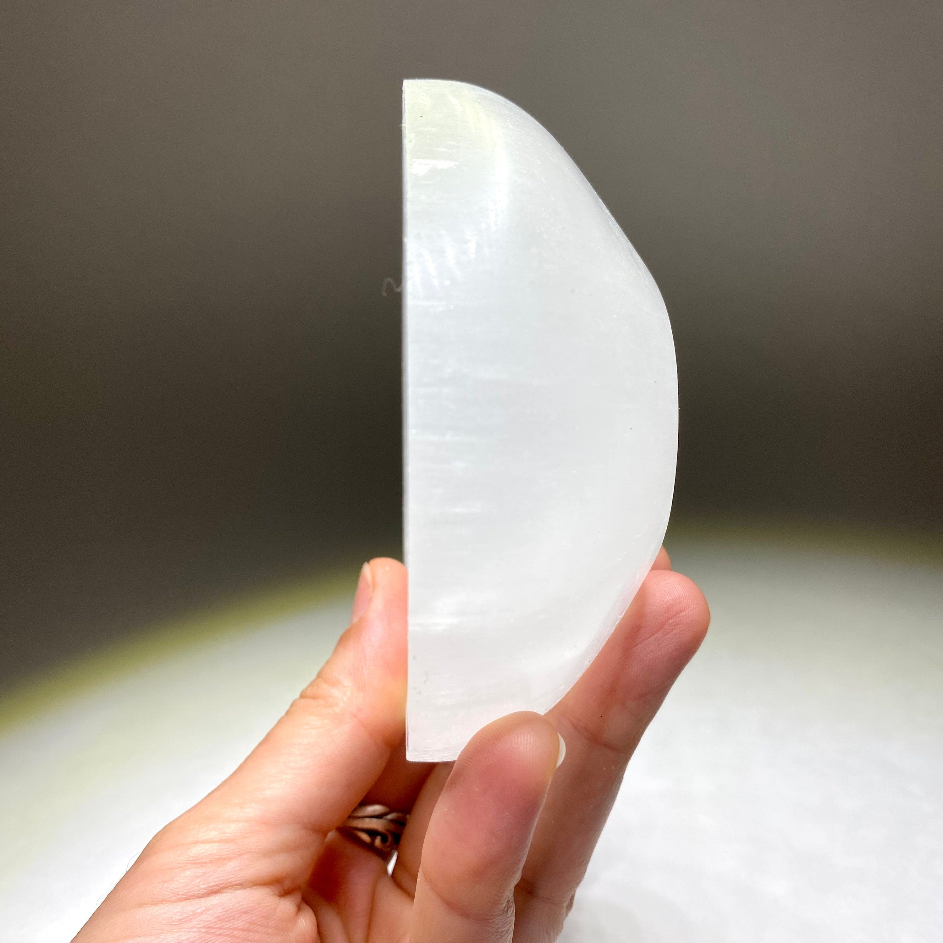 Moroccan Selenite Crystal Charging Bowl: Hand-Carved White Selenite