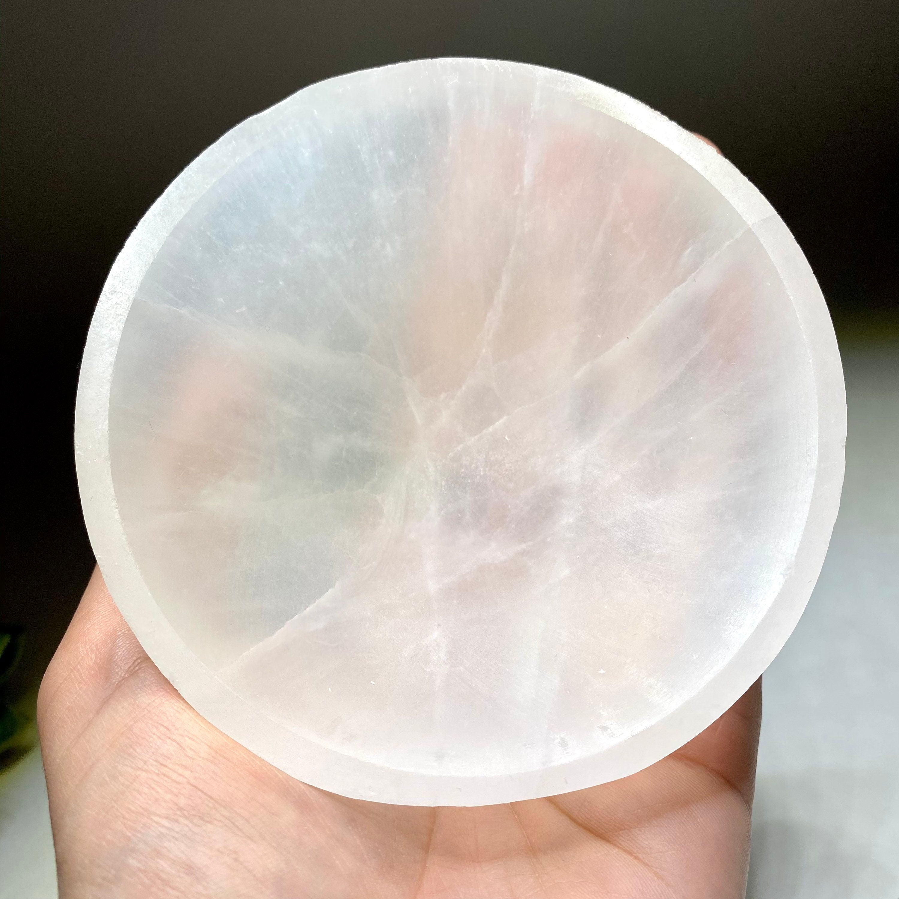 Moroccan Selenite Crystal Charging Bowl: Hand-Carved White Selenite