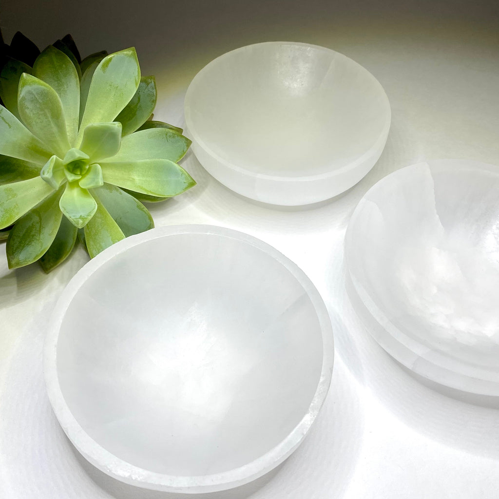 Moroccan Selenite Crystal Charging Bowl: Hand-Carved White Selenite