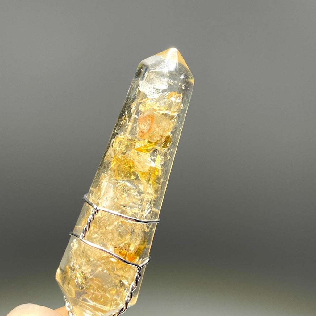 Citrine in Orgonite Wire Wrapped Pendant Necklace