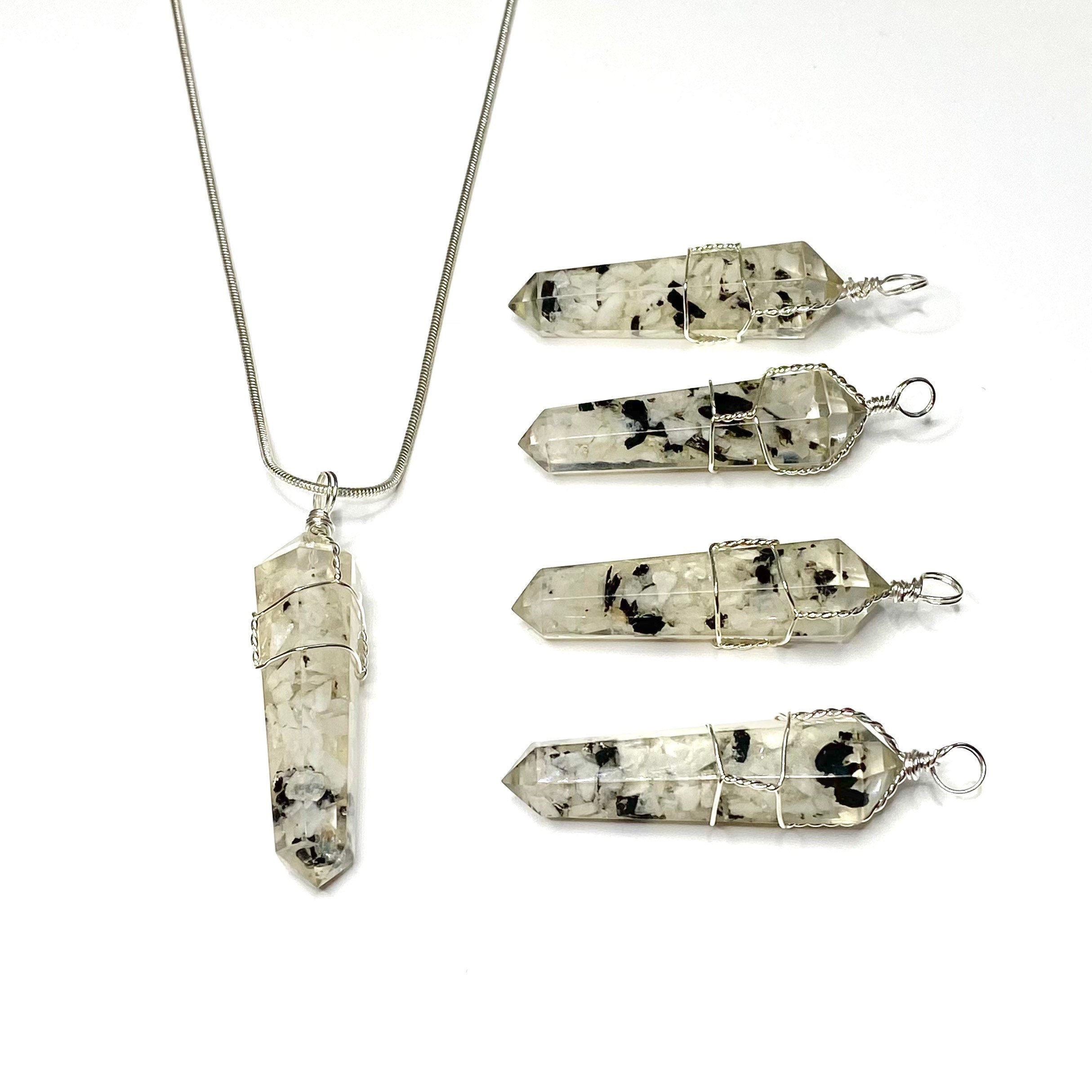 Moonstone in Orgonite Wire Wrapped Pendant Necklace