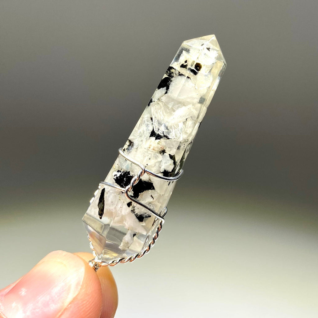 Moonstone in Orgonite Wire Wrapped Pendant Necklace