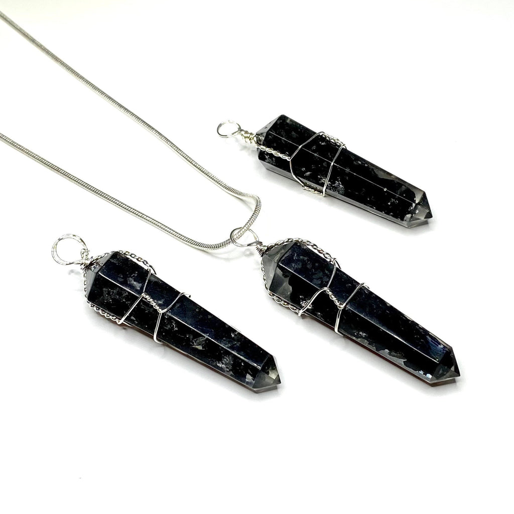 Shungite in Orgonite Wire Wrapped Pendant Necklace