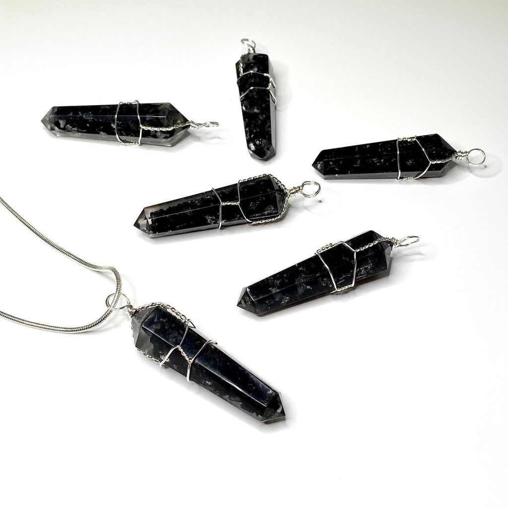 Shungite in Orgonite Wire Wrapped Pendant Necklace