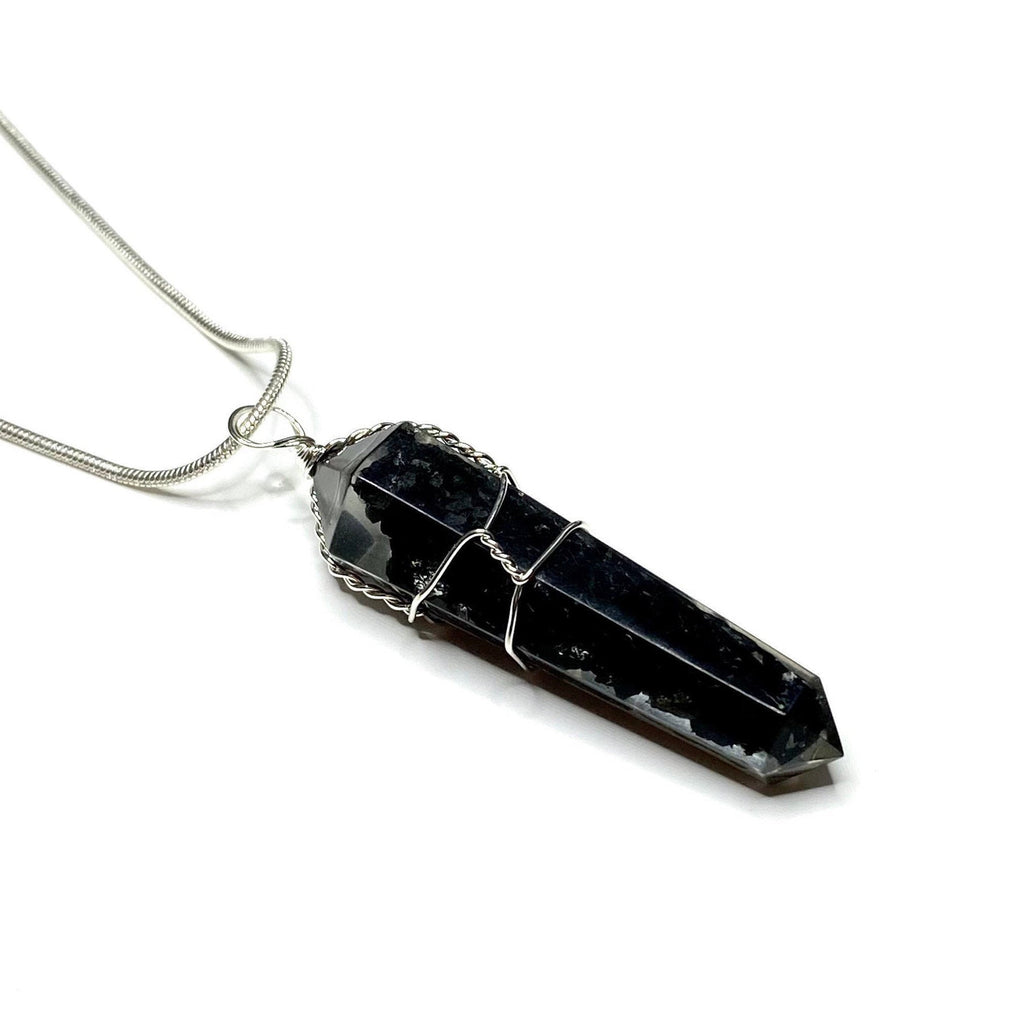 Shungite in Orgonite Wire Wrapped Pendant Necklace