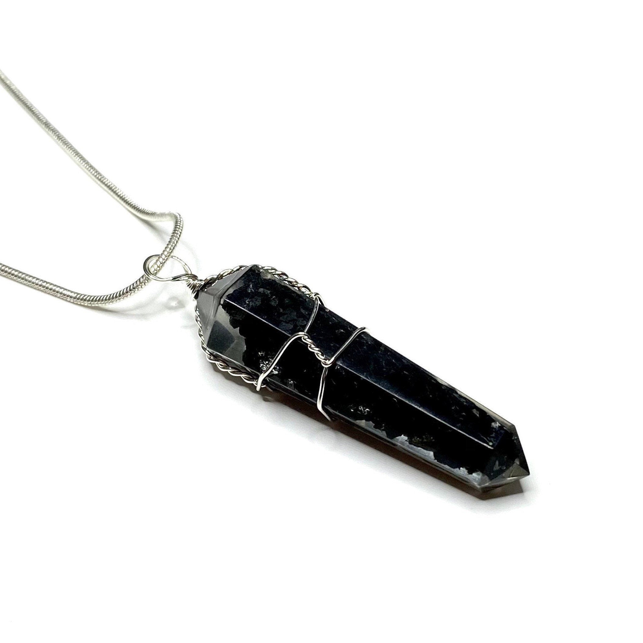 Shungite in Orgonite Wire Wrapped Pendant Necklace