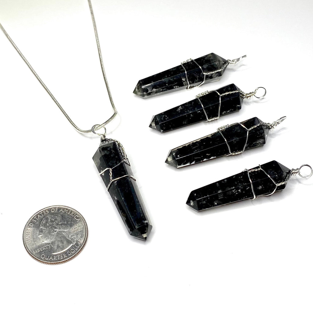 Shungite in Orgonite Wire Wrapped Pendant Necklace