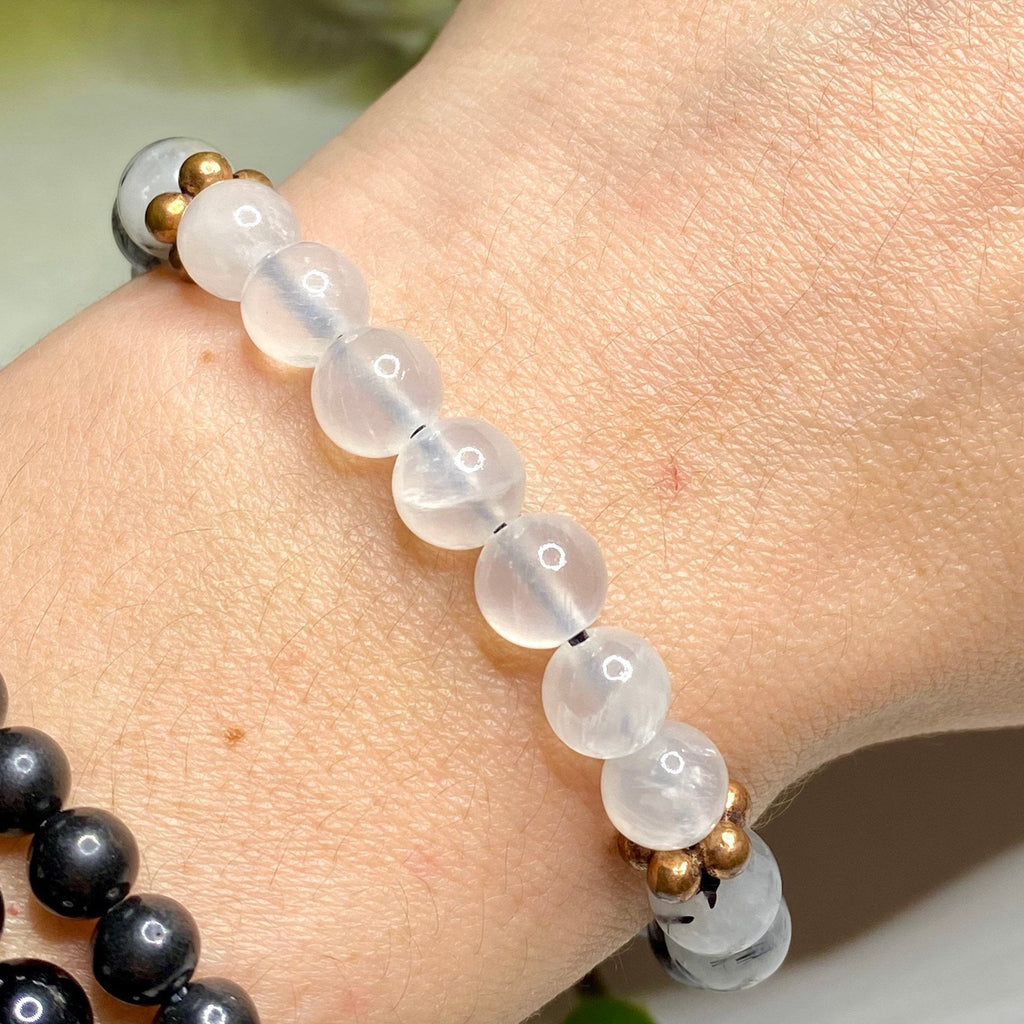 Black Tourmaline and Selenite Crystal Bracelet