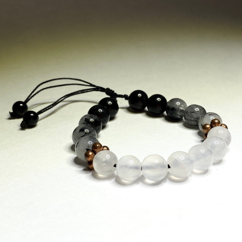 Black Tourmaline and Selenite Crystal Bracelet
