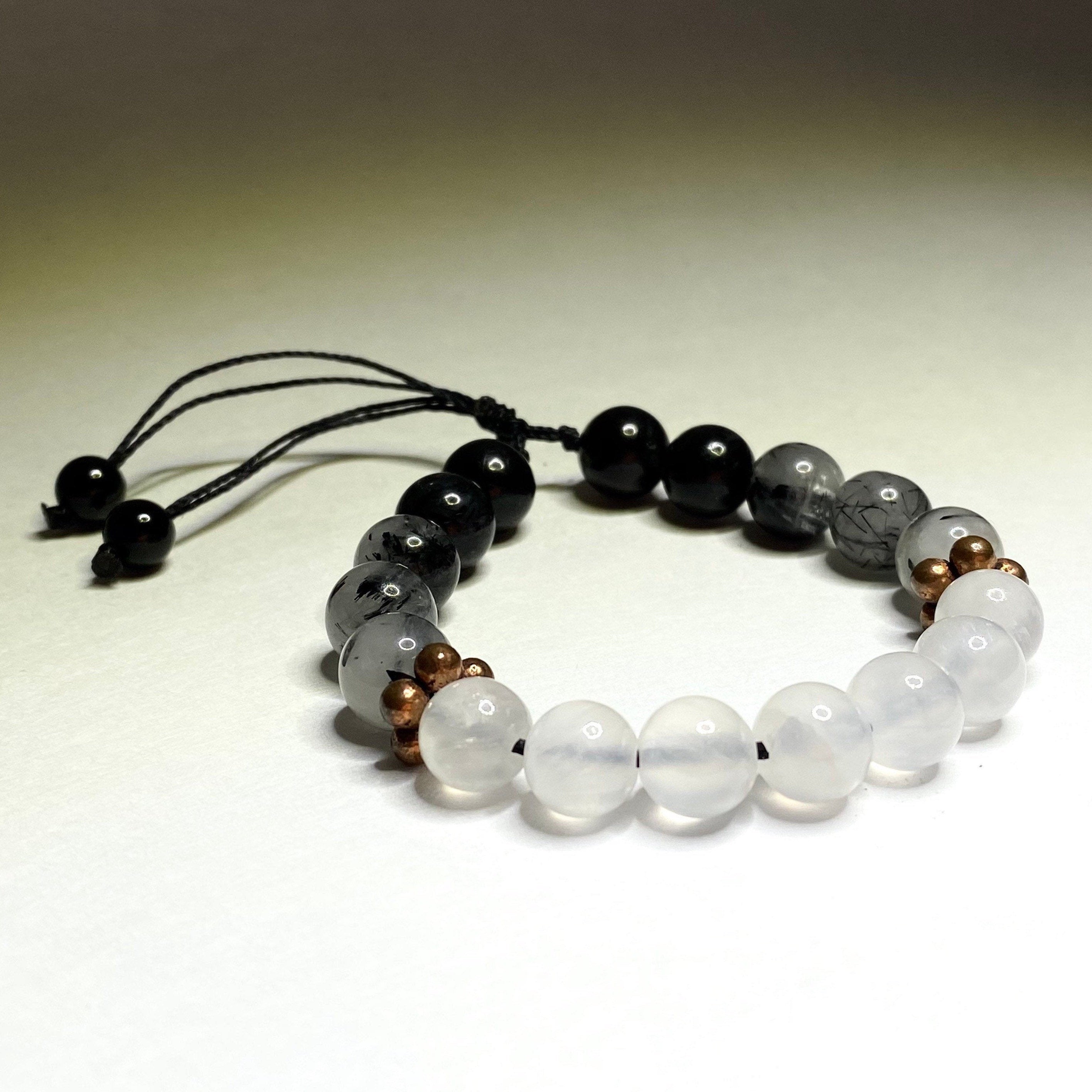 Black Tourmaline and Selenite Crystal Bracelet