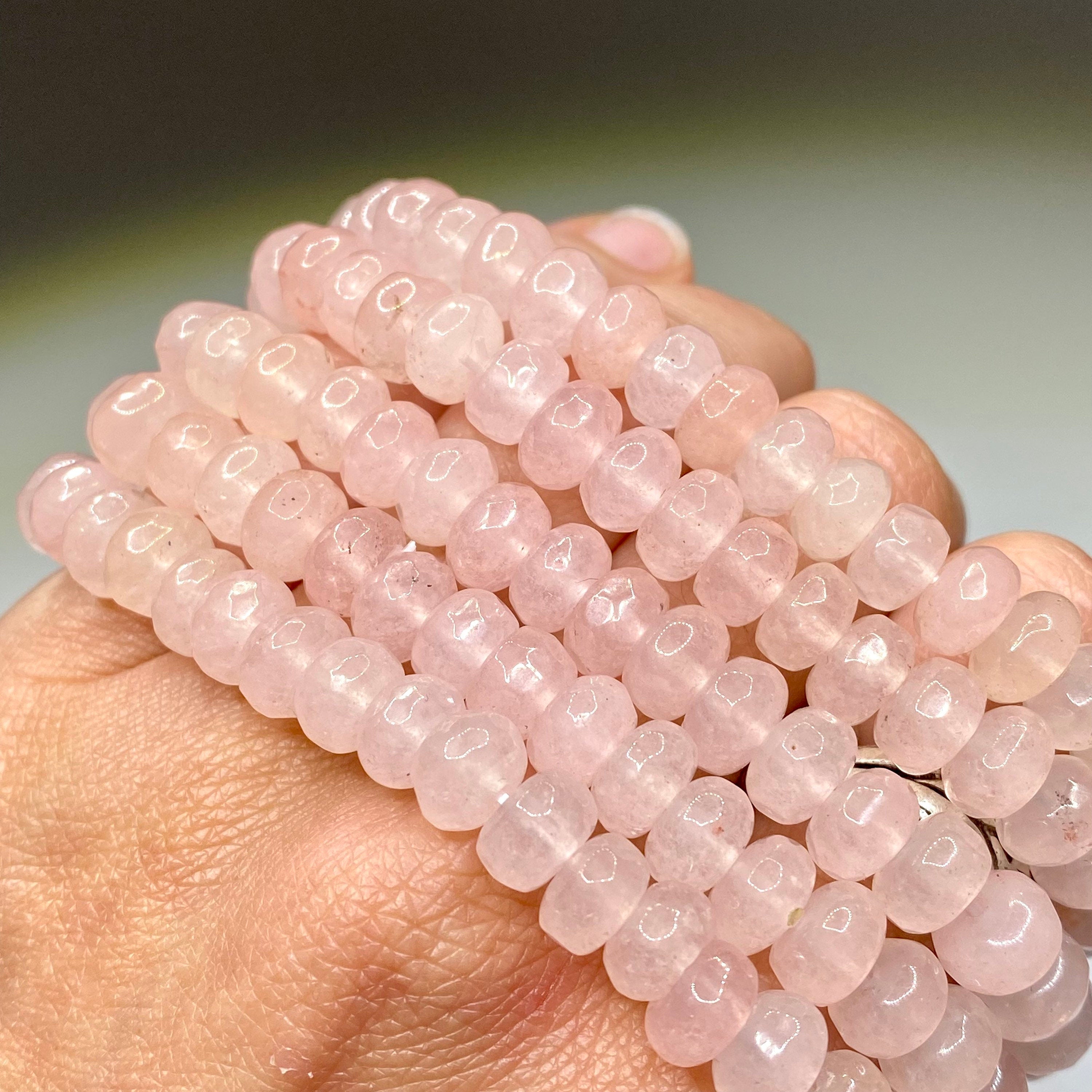 Rose Quartz Rondelle Crystal Bracelet