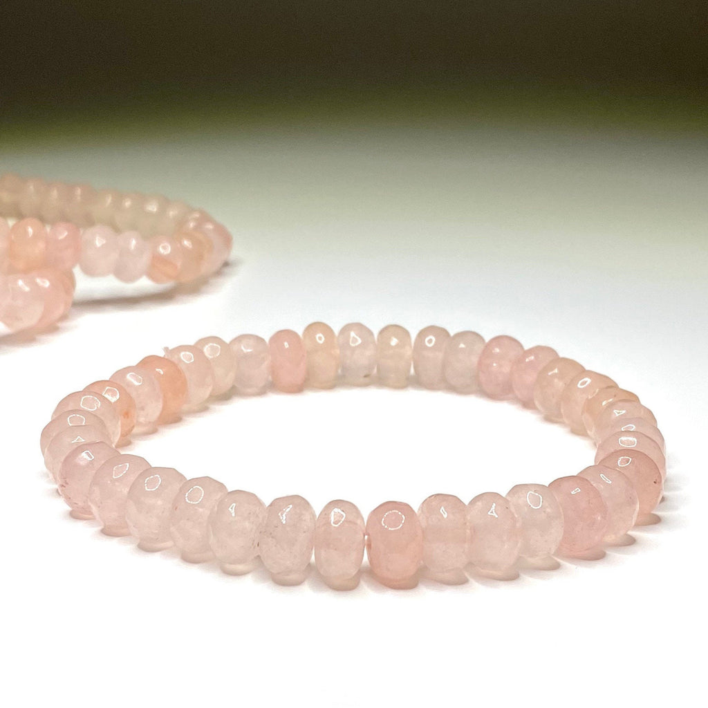 Rose Quartz Rondelle Crystal Bracelet