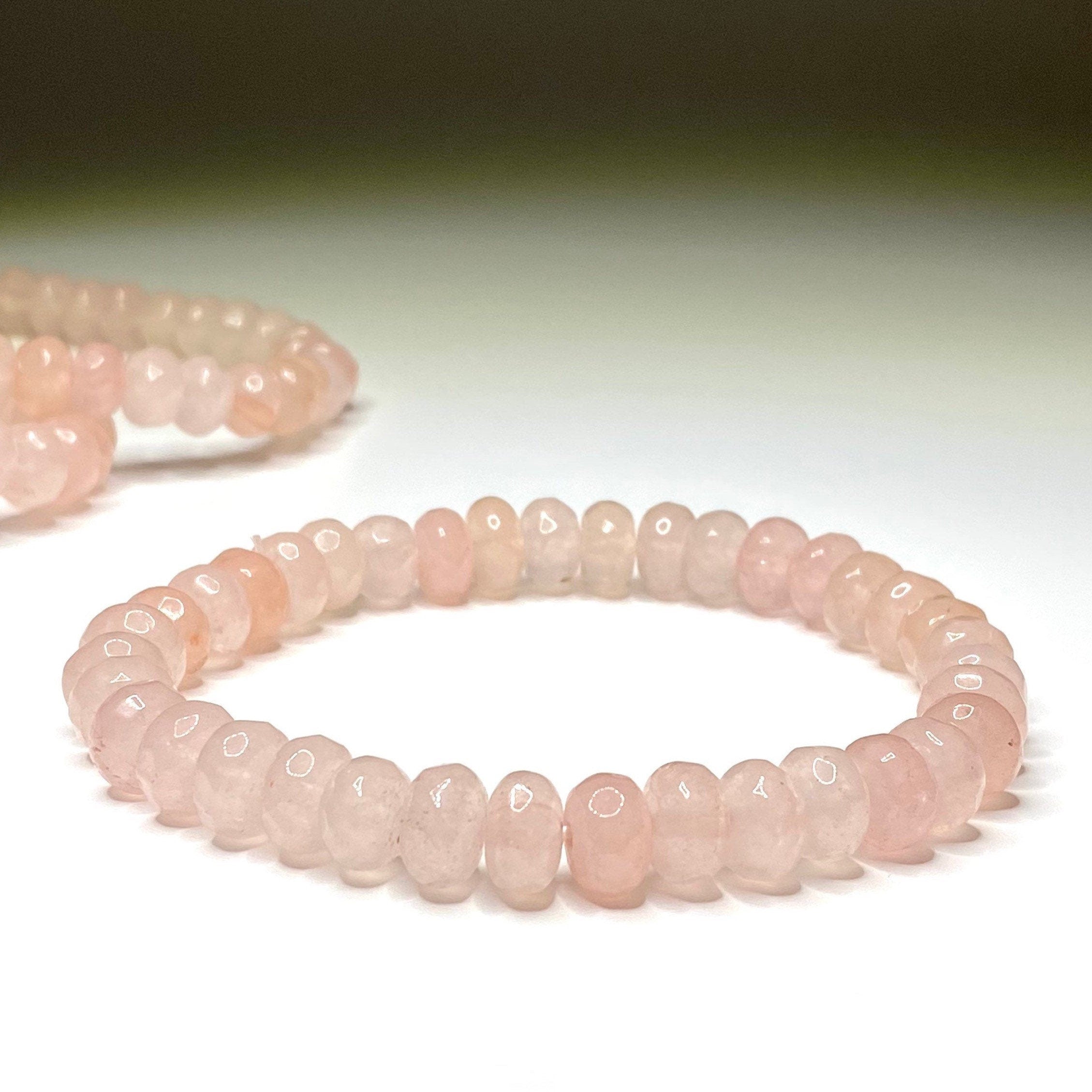 Rose Quartz Rondelle Crystal Bracelet