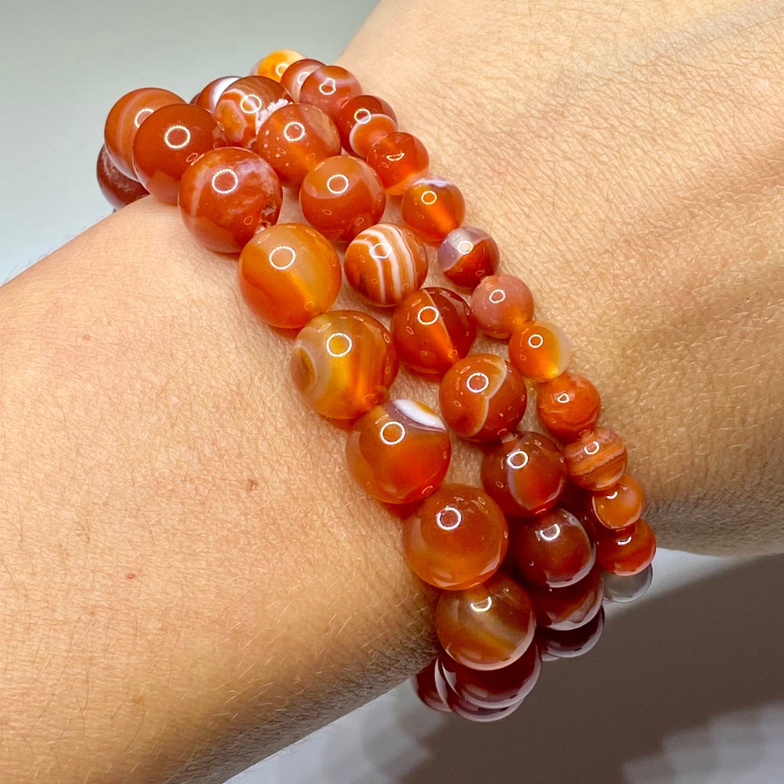 Carnelian Crystal Bracelet: Handmade Gemstone Beaded Bracelet
