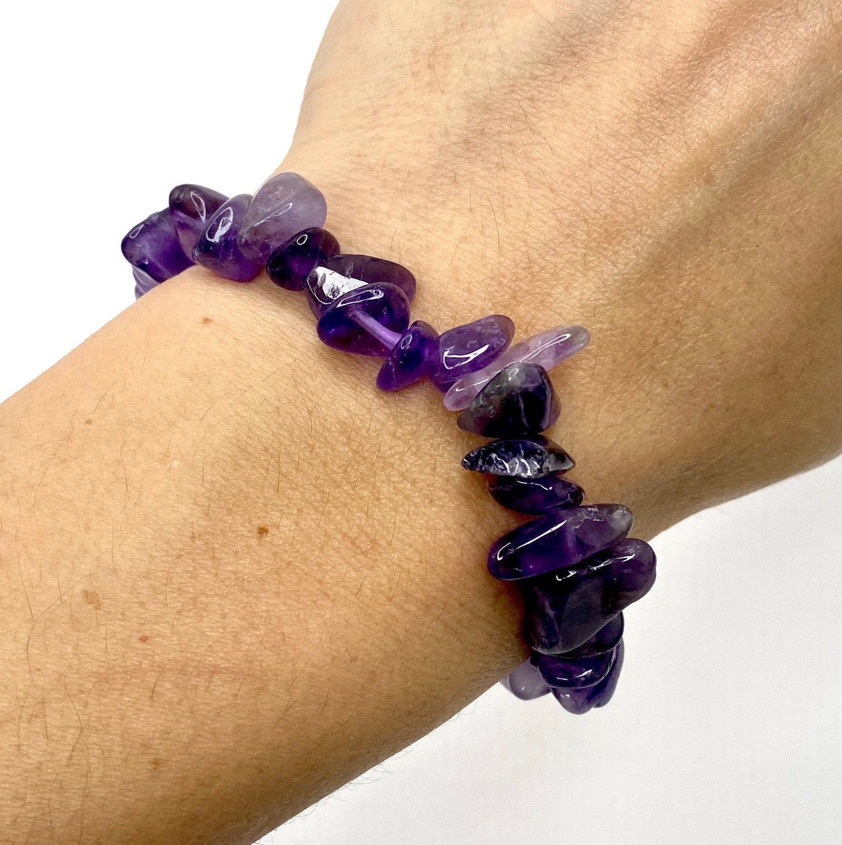 Amethyst Crystal Chip Bracelet: Calming Gemstone Stretch Bracelet
