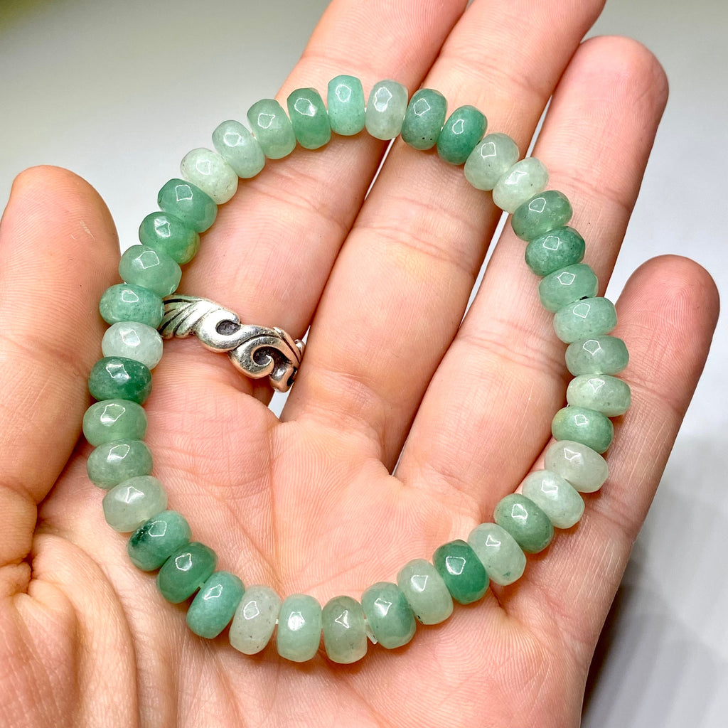 Green Aventurine Crystal Bracelet: Faceted Rondelle Beaded Bracelet