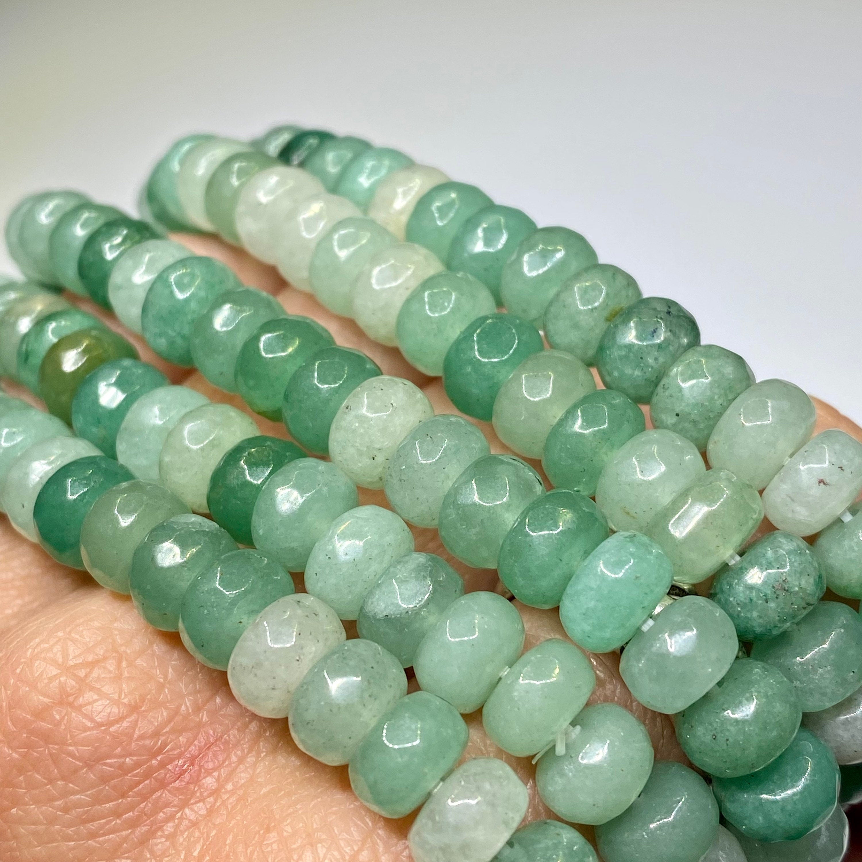 Green Aventurine Crystal Bracelet: Faceted Rondelle Beaded Bracelet